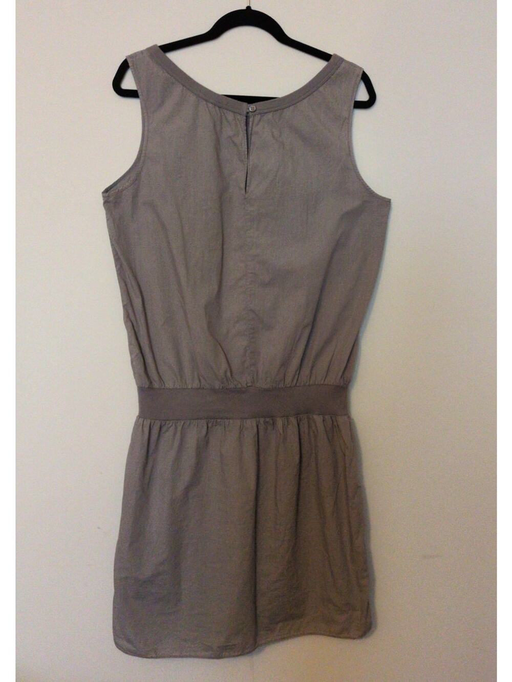 James Perse Standard XL Gray Cotton Sleeveless Dress Scoop Neck Button Back